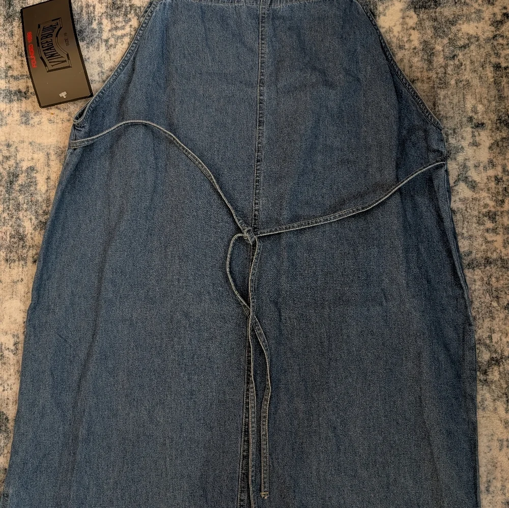 NWT Vintage Blue Founded 1989 Women's Denim Jumper Dress Tie Back Pinafore Sz 16 - Picture 7 of 9